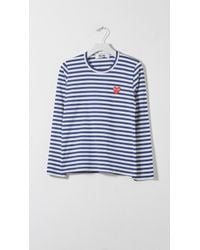 Play Comme des Garçons | Blue Striped Long Sleeve T-shirt | Lyst