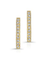 Anne Sisteron - 14kt Yellow Gold Diamond Short Bar Earrings - Lyst