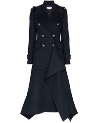 Alexander McQueen Asymmetrische Jas in het Blue