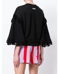 Sweat à détails en dentelle MSGM en coloris Black