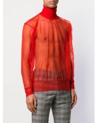 red sheer turtleneck