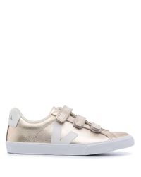 Veja Metallic-effect Touch-strap Sneakers in White - Lyst