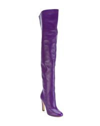 purple suede thigh high boots