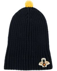 Berretto con pompon e ape ricamataGucci in Cotone da Uomo colore Blu | Lyst