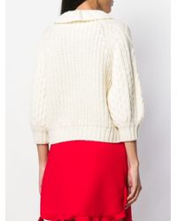 RED Valentino Wool Bow-embellished Cable Knit Jumper in White - Lyst