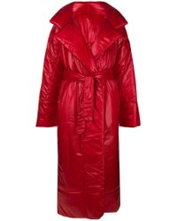 Norma Kamali Synthetic Long Sleeping Bag Coat in Red - Lyst
