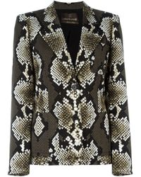 Roberto Cavalli | Black Metallic Brocade Cropped Jacket | Lyst