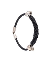 Alexander McQueen | Black Skull Charm Braid Leather Bracelet for Men | Lyst