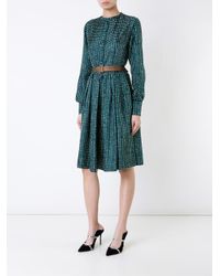 Martin Grant Blue Printed Buttoned Dress