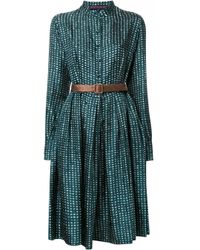 Martin Grant Blue Printed Buttoned Dress