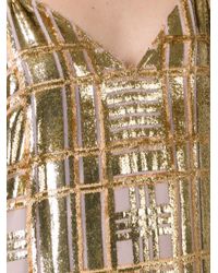 Baja East Metallic Gold Windowpane Velvet Dress