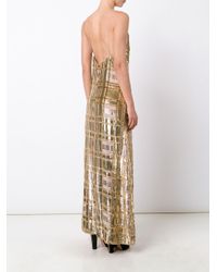 Baja East Metallic Gold Windowpane Velvet Dress
