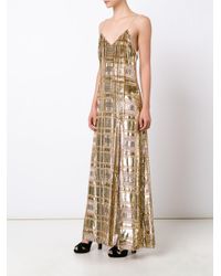 Baja East Metallic Gold Windowpane Velvet Dress
