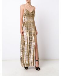 Baja East Metallic Gold Windowpane Velvet Dress