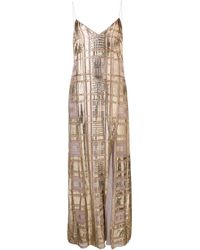Baja East Metallic Gold Windowpane Velvet Dress