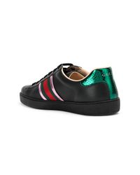Sump Forsømme jubilæum Gucci Leather Ace Flame Sneakers in Black for Men - Lyst