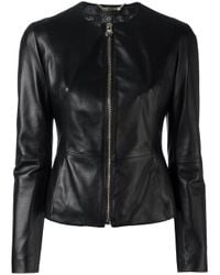 Philipp plein Embroidered Nappa Leather Jacket in Black | Lyst