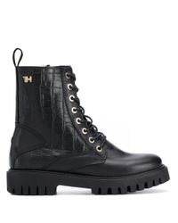 Botas militares con efecto de piel de cocodrilo Tommy Hilfiger de Cuero de  color Negro | Lyst