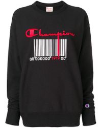 Champion Black Barcode Logo Sweatshirt