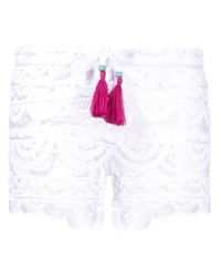 PQ Swim White Lace Tassel-detail Beach Shorts