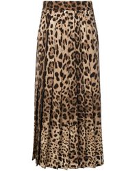 dolce gabbana leopard midi skirt