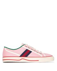 Gucci Canvas Tennis Low-top Sneakers in het Roze - Lyst
