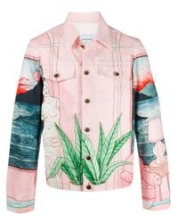 CASABLANCA Denim Handbemalte Jeansjacke in Pink für Herren - Lyst