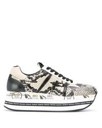 Premiata Leer Beth Sneakers Van Slangenleer in het Groen - Lyst
