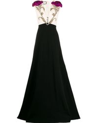 Vestido de noche con apliques florales Gucci de Tejido sintético de color  Negro | Lyst