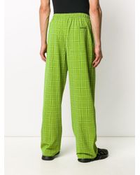Checked Straight-leg Trousers in Green for Men -