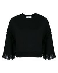 Sweat à détails en dentelle MSGM en coloris Black