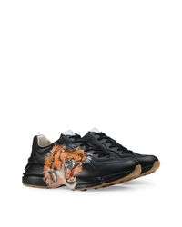 Gucci Rhyton Leather Sneaker With Tiger 