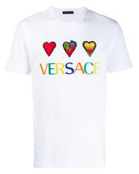 Versace Baumwolle T-Shirt mit Herzen in Weiß für Herren - Lyst