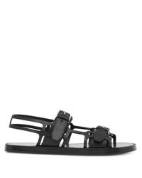 Burberry Leer Webb Sandalen in het Zwart voor heren - Lyst