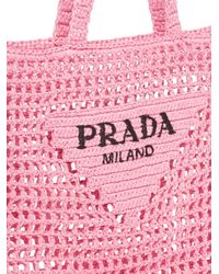 Bolso shopper tejido Prada de color Rosa | Lyst