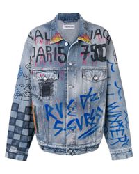 Giacca denim Graffiti con stampa di Balenciaga in Blu | Lyst