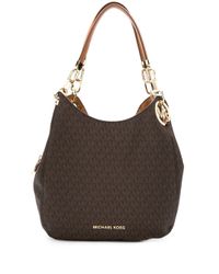 MICHAEL Michael Kors Synthetic Large Lillie Chain Tote Bag in Brown - Lyst