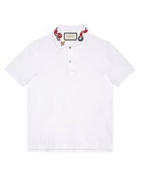 Gucci Katoen Geborduurd Poloshirt Kingsnake in het Wit voor heren - Lyst