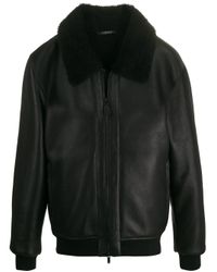 zegna leather bomber jacket