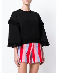 Sweat à détails en dentelle MSGM en coloris Black