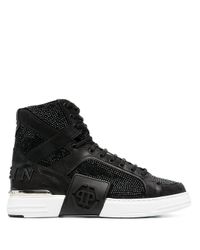 Philipp Plein Studs Hoge heren sneakers Zwart