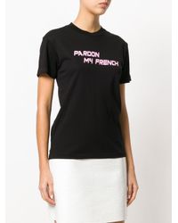 Ganni Cotton Pardon My French T-shirt in Black - Lyst