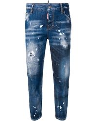 Jean crop à effet délavé DSquared² en coloris Blue