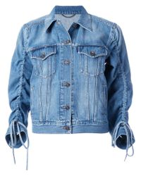 KENZO - Blue Gathered Sleeve Denim Jacket - Lyst