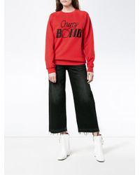 Ganni Cotton Sweatshirt With Cherry Bomb Embroidery in Red - Lyst