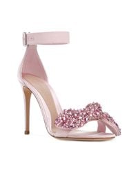 Alexander McQueen Embellished Sandals in Pink - Lyst