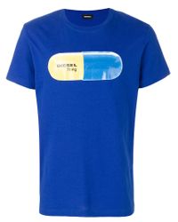 DIESEL Baumwolle T-Shirt mit Pille-Print in Blau für Herren - Lyst