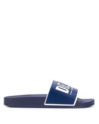 Chanclas Con Logo Diesel De Denim De Color Azul Para Hombre Lyst