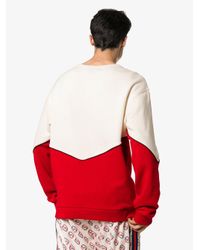 Sudadera a paneles con logo bordado Gucci de Raso de color Rojo para hombre  | Lyst