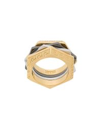 Versace Metallic Greek Keys Ring for men